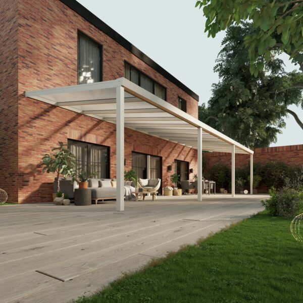 Polycarbonaat overkapping Plus 12 x 3,5 meter mat wit