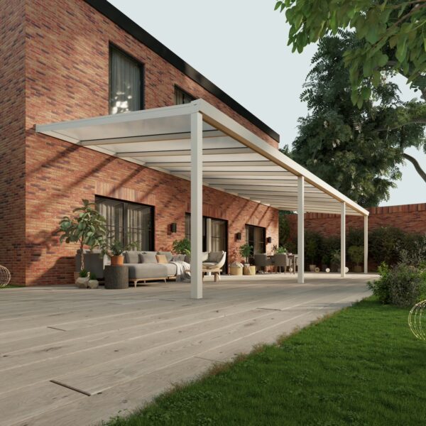 Polycarbonaat overkapping Plus 12 x 4 meter mat wit