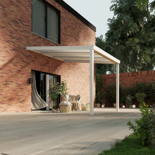 Polycarbonaat overkapping Plus 3 x 3,5 meter mat wit