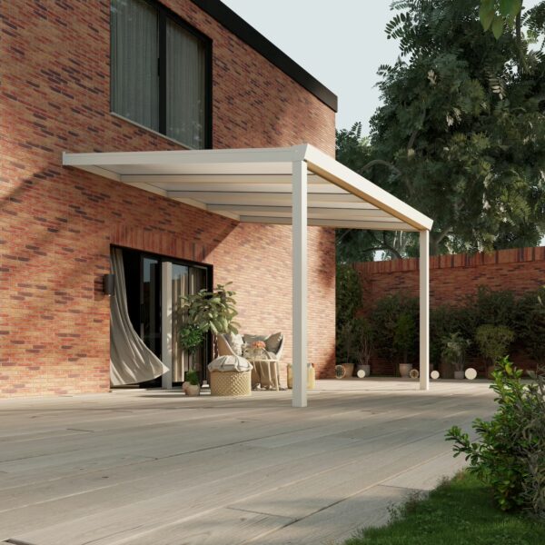 Polycarbonaat overkapping Plus 4 x 3,5 meter mat wit