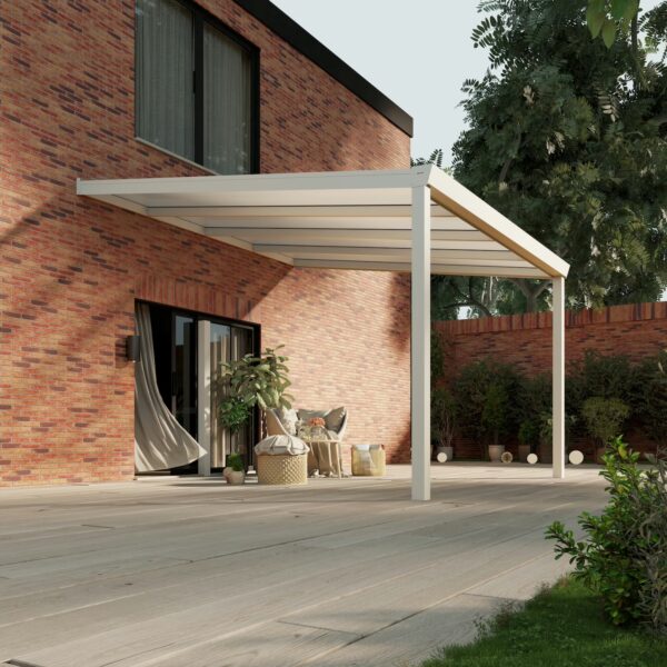 Polycarbonaat overkapping Plus 4 x 4 meter mat wit