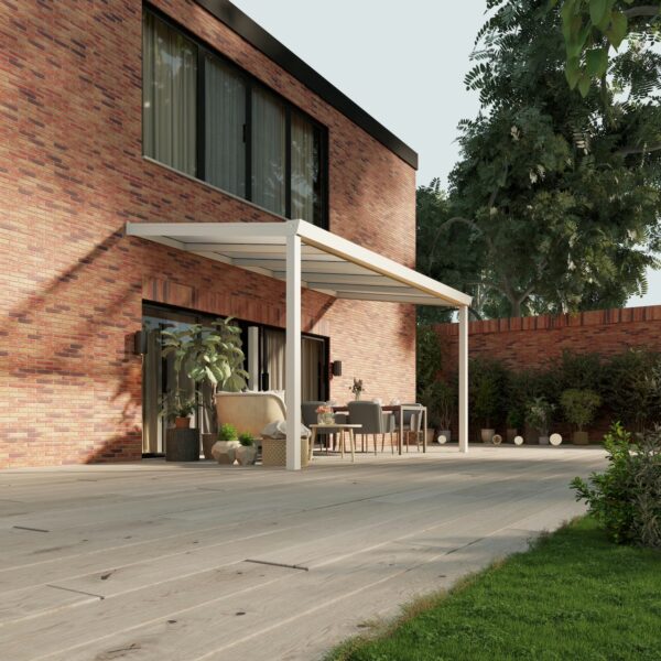 Polycarbonaat overkapping Plus 5 x 2,5 meter mat wit