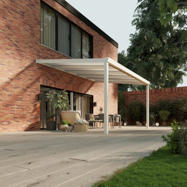 Polycarbonaat overkapping Plus 5 x 3,5 meter mat wit