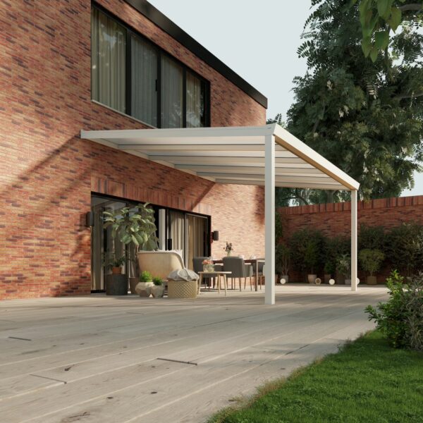 Polycarbonaat overkapping Plus 5 x 4 meter mat wit