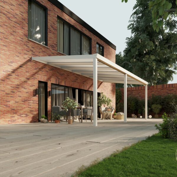 Polycarbonaat overkapping Plus 7 x 3,5 meter mat wit