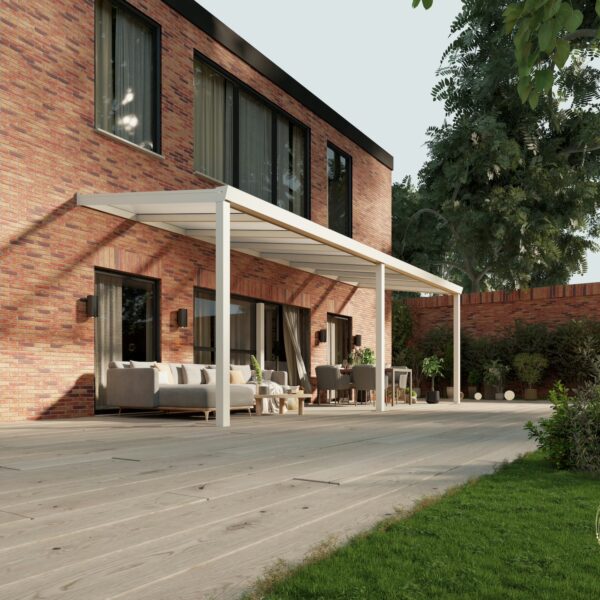 Polycarbonaat overkapping Plus 8 x 2,5 meter mat wit
