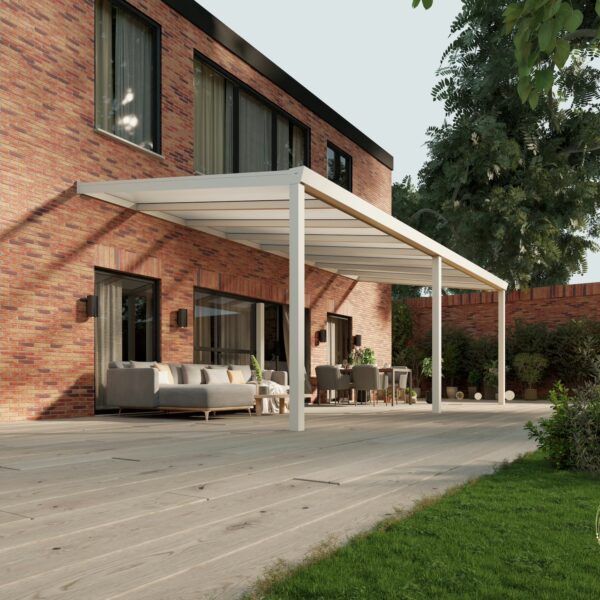 Polycarbonaat overkapping Plus 8 x 3,5 meter mat wit