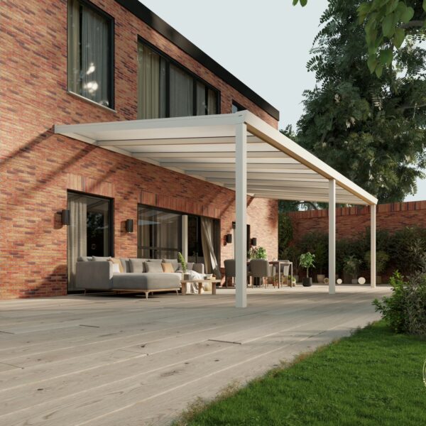 Polycarbonaat overkapping Plus 8 x 4 meter mat wit