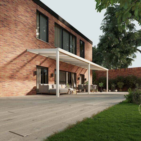 Polycarbonaat overkapping Plus 9 x 2,5 meter mat wit