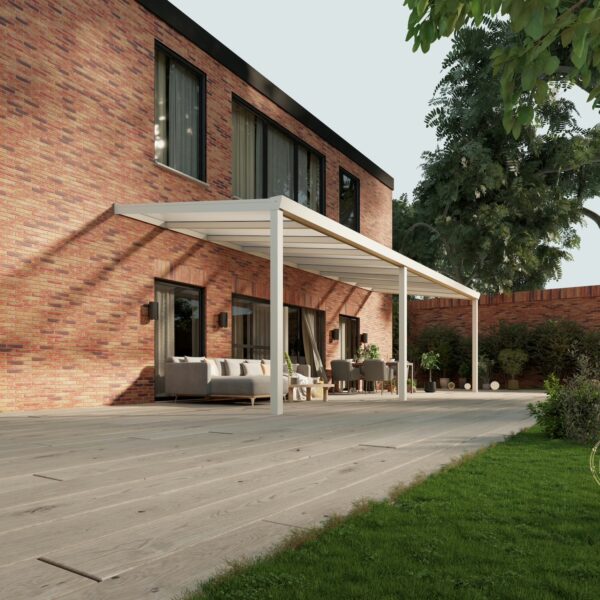 Polycarbonaat overkapping Plus 9 x 3 meter mat wit