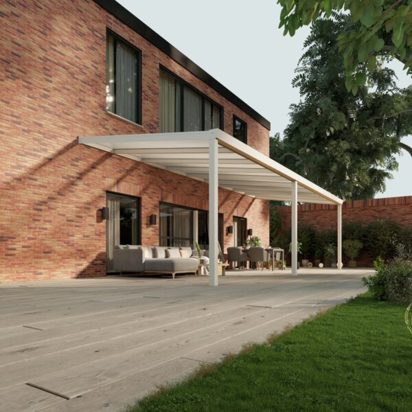 Polycarbonaat overkapping Plus 9 x 3,5 meter mat wit