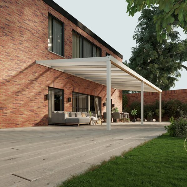 Polycarbonaat overkapping Plus 9 x 4 meter mat wit