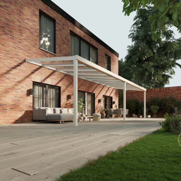 Glazen overkapping Plus 10 x 3 meter mat wit