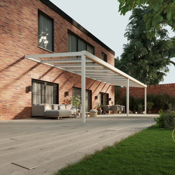 Glazen overkapping Plus 10 x 3,5 meter mat wit