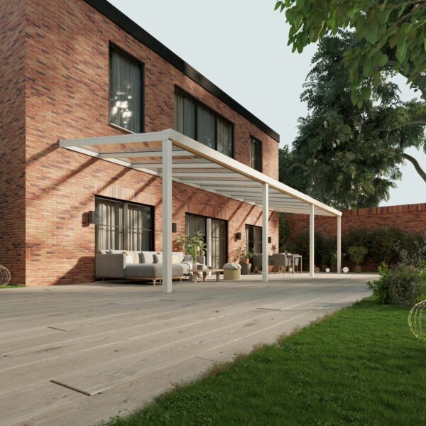 Glazen overkapping Plus 11 x 3 meter mat wit