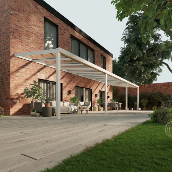 Glazen overkapping Plus 12 x 3 meter mat wit