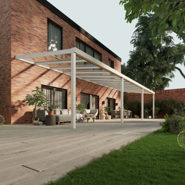 Glazen overkapping Plus 12 x 3,5 meter mat wit