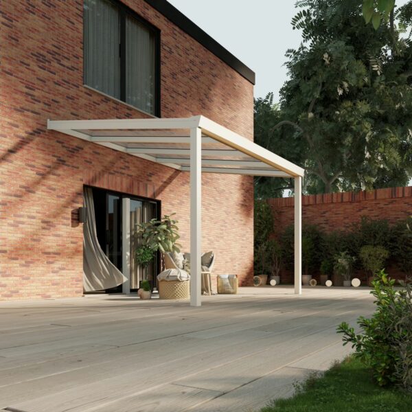 Glazen overkapping Plus 4 x 3 meter mat wit