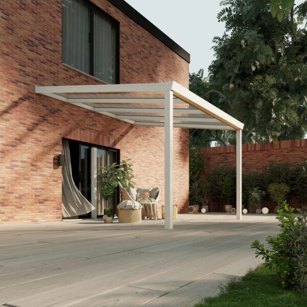 Glazen overkapping Plus 4 x 3,5 meter mat wit