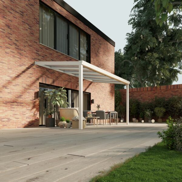 Glazen overkapping Plus 5 x 2,5 meter mat wit