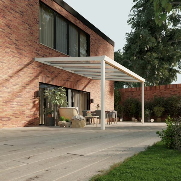 Glazen overkapping Plus 5 x 3,5 meter mat wit