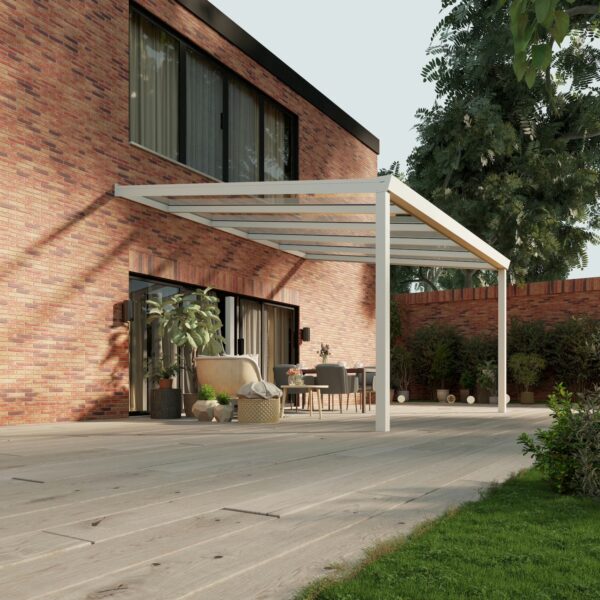 Glazen overkapping Plus 5 x 4 meter mat wit