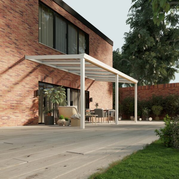 Glazen overkapping Plus 6 x 3 meter mat wit