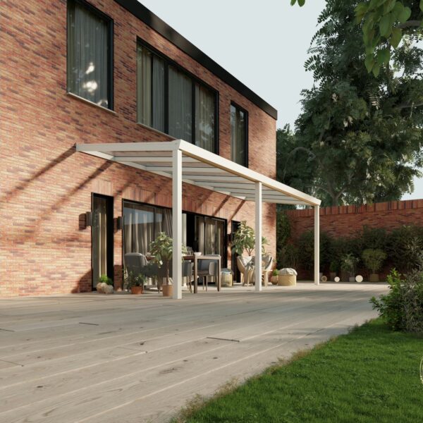 Glazen overkapping Plus 7 x 2,5 meter mat wit