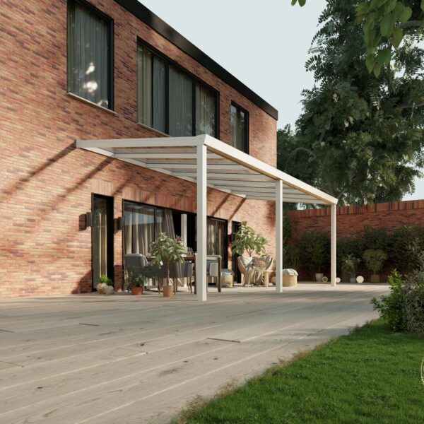 Glazen overkapping Plus 7 x 3 meter mat wit