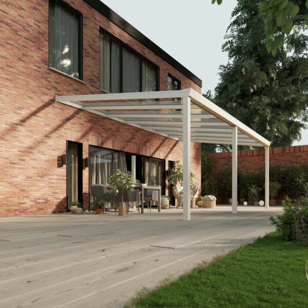 Glazen overkapping Plus 7 x 4 meter mat wit