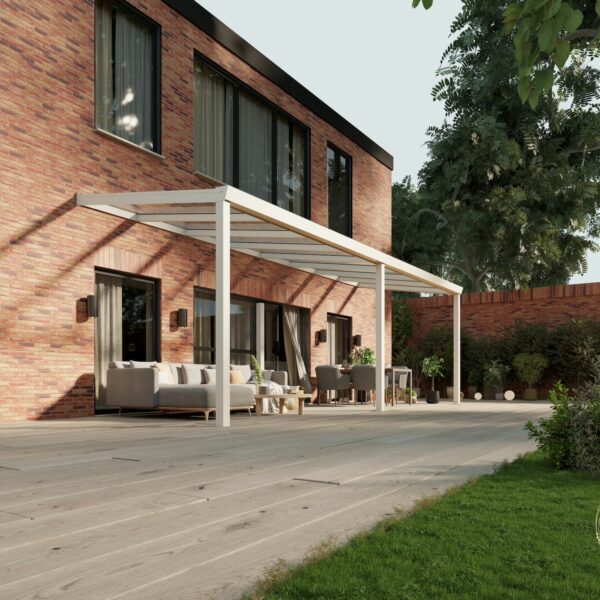 Glazen overkapping Plus 8 x 2,5 meter mat wit