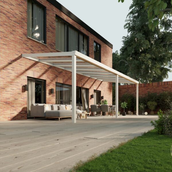 Glazen overkapping Plus 8 x 3 meter mat wit