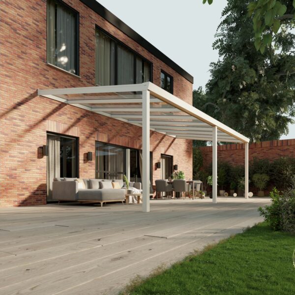 Glazen overkapping Plus 8 x 3,5 meter mat wit