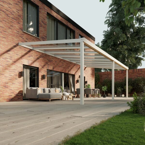 Glazen overkapping Plus 8 x 4 meter mat wit