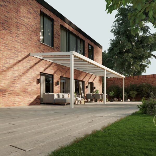Glazen overkapping Plus 9 x 3 meter mat wit