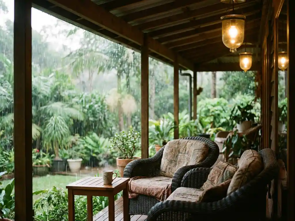 Kan je een veranda gebruiken tijdens een regenbui?