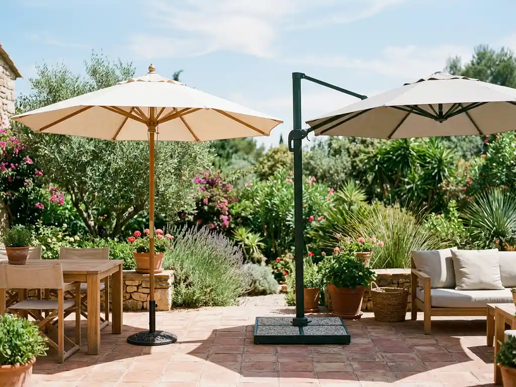 Wat is het verschil tussen een tuinparasol en een zweefparasol?