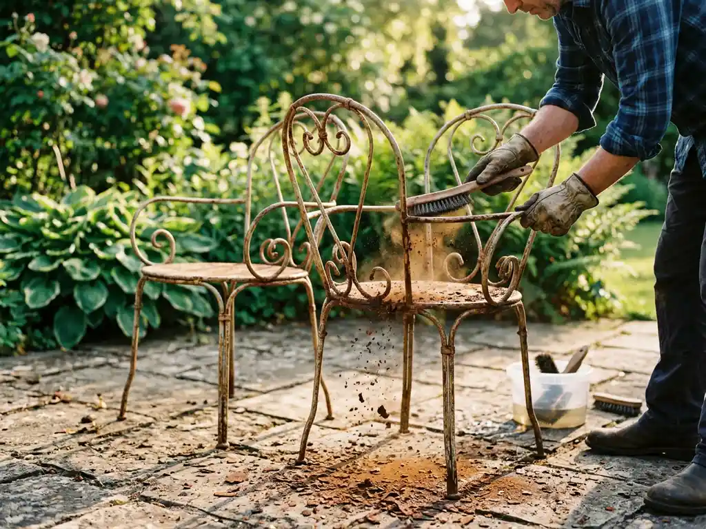 Hoe verwijder je roest van metalen tuinmeubelen?