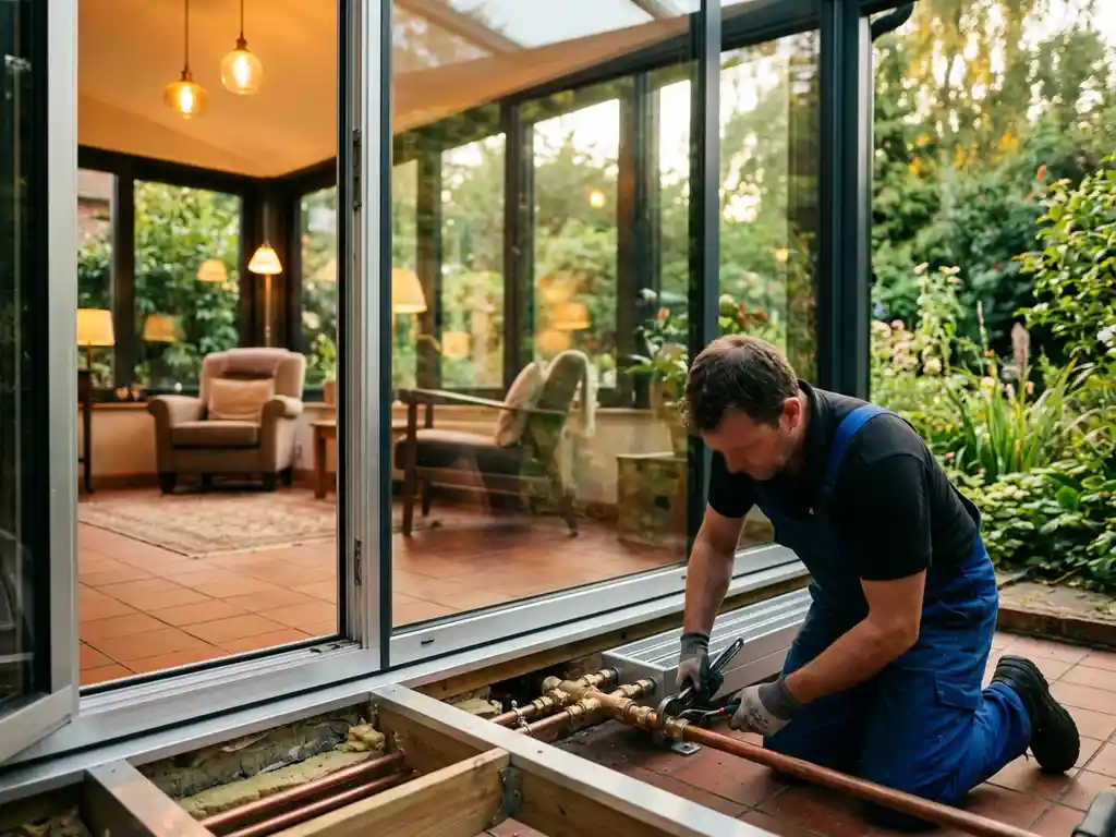 Cv-aansluiting in een geïsoleerde serre voor jaarrond gebruik