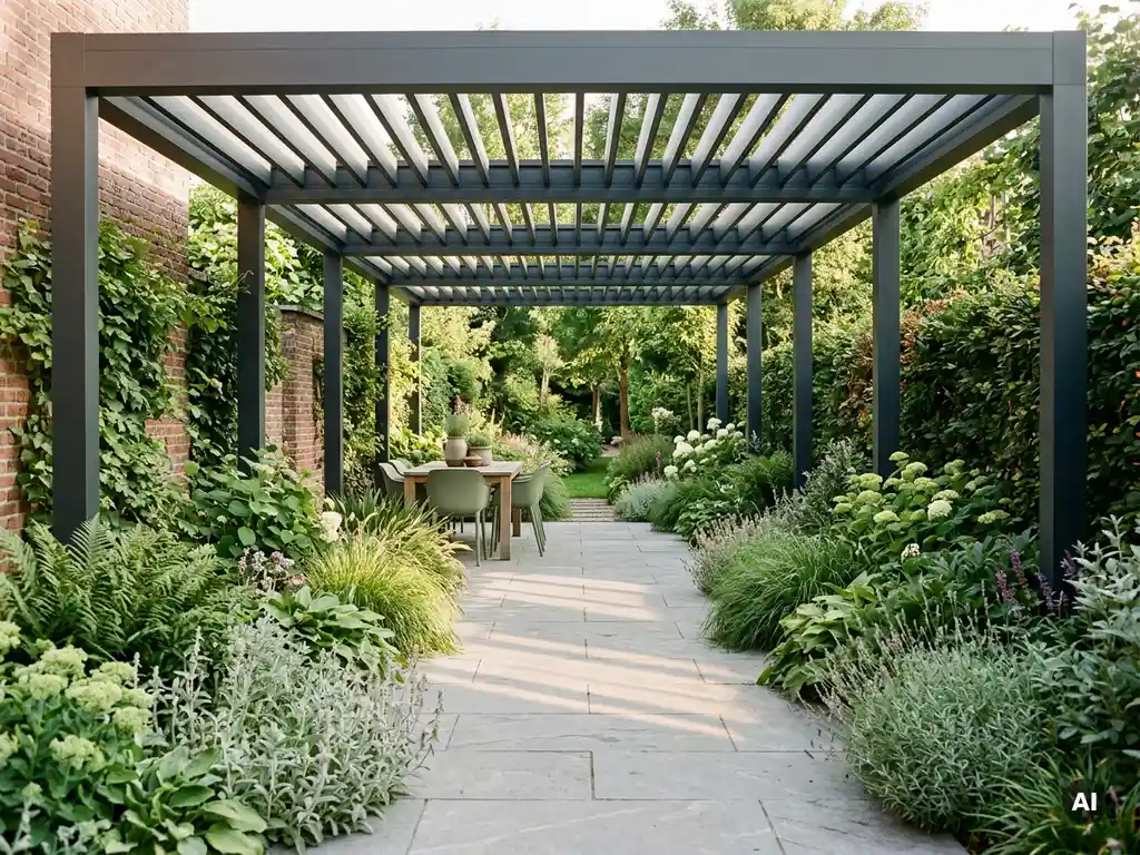 Welke opstelling werkt in een lange, smalle tuin?