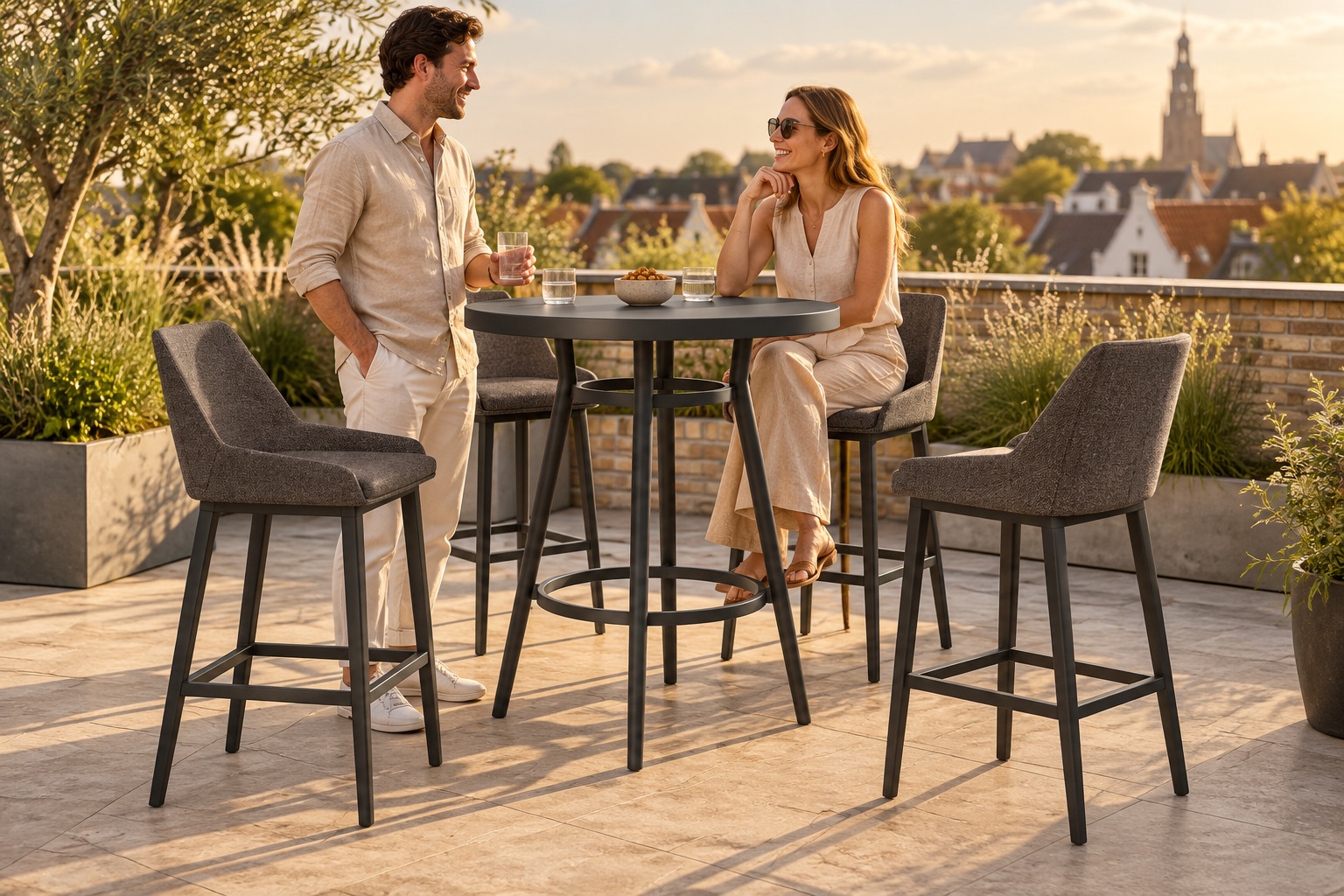 Aura bartafel met vier barstoelen