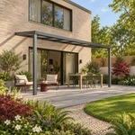 Terrasoverkapping Plus 6 x 2,5 meter antraciet helder glas moderne goot – Overzicht