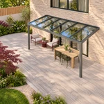 Terrasoverkapping Plus 6 x 2,5 meter antraciet helder glas moderne goot – Dakaanzicht
