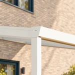 Terrasoverkapping Plus 6 x 3,5 meter mat wit helder glas moderne goot – Gootdetail