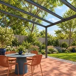 Terrasoverkapping Plus 6 x 4 meter antraciet helder glas moderne goot – Onderaanzicht