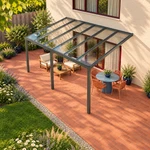 Terrasoverkapping Plus 6 x 4 meter antraciet helder glas moderne goot – Dakaanzicht