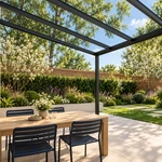 Terrasoverkapping Plus 6 x 4 meter matzwart helder glas moderne goot – Onderaanzicht