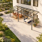 Terrasoverkapping Plus 8 x 2,5 meter antraciet helder glas moderne goot – Dakaanzicht
