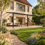 Terrasoverkapping Plus 9 x 3 meter matzwart helder glas moderne goot – Overzicht