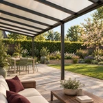 Terrasoverkapping Plus 10 x 3 meter matzwart opaal polycarbonaat moderne goot – Onderaanzicht